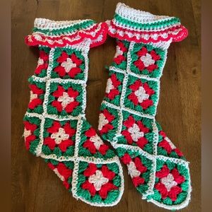 Vintage Granny Square knit stockings